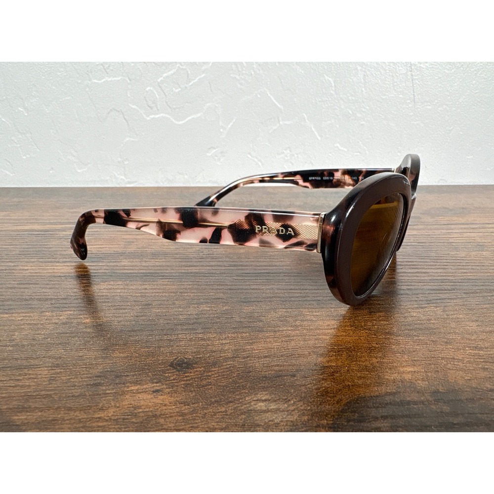 Prada SPR 15Q Cat Eye Sunglass FRAMES ONLY Tort Havana Gold Logo Italy 53-19-140